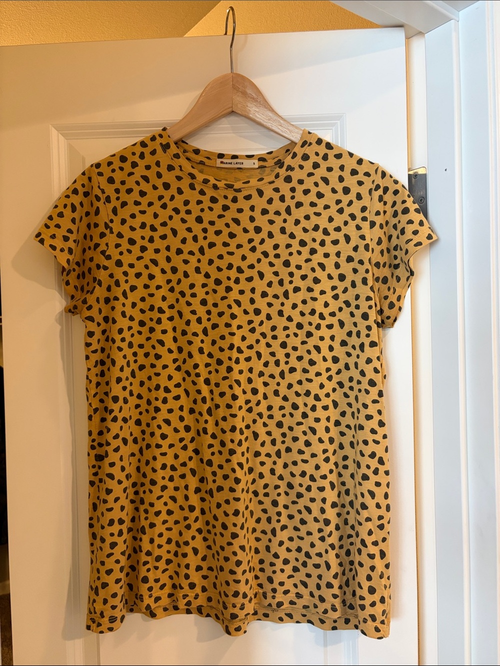 Marine Layer Mustard Short-Sleeve Tee with Black Spot Print